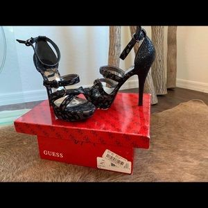 Lace and Glitter Guess Platform Heels